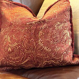 Velvet and chenille pillowcase - crimson and gold - Restoration Hardware
